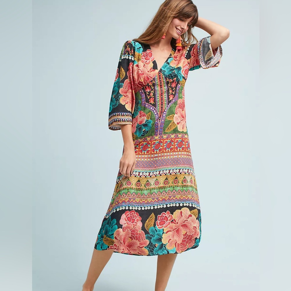 Anthropologie Farm Rio Rosario midi dress